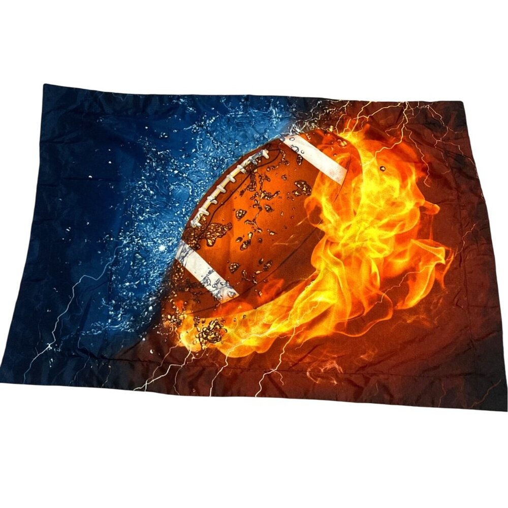 Football Fire Flame Sport NFL Twin Bed Duvet Cover Pillow Sham Bedding Kid Teen